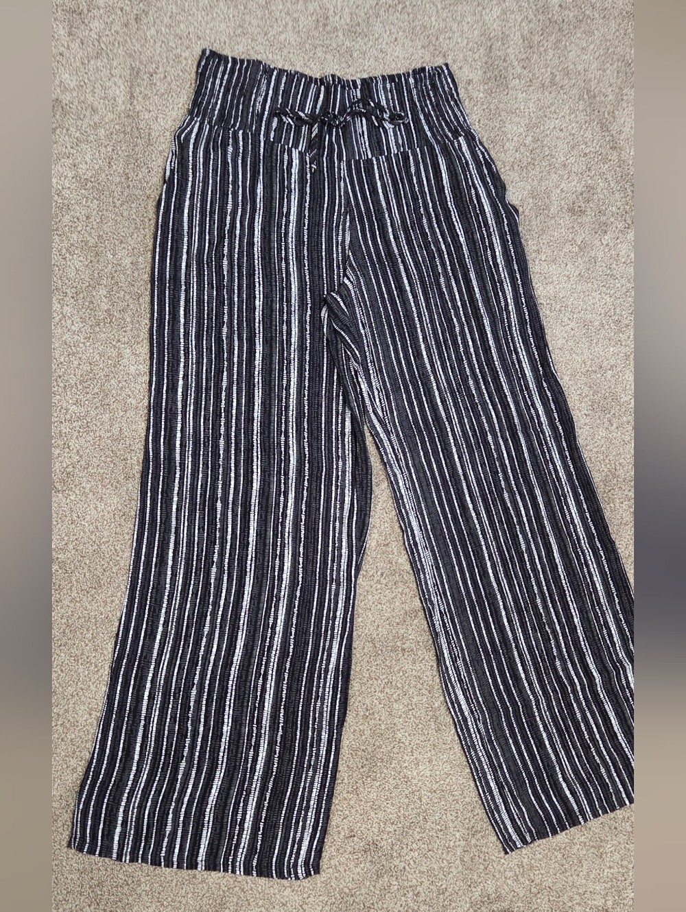 Peace & Pearls Black White Wide Leg Palazzo Pants M/L Boho